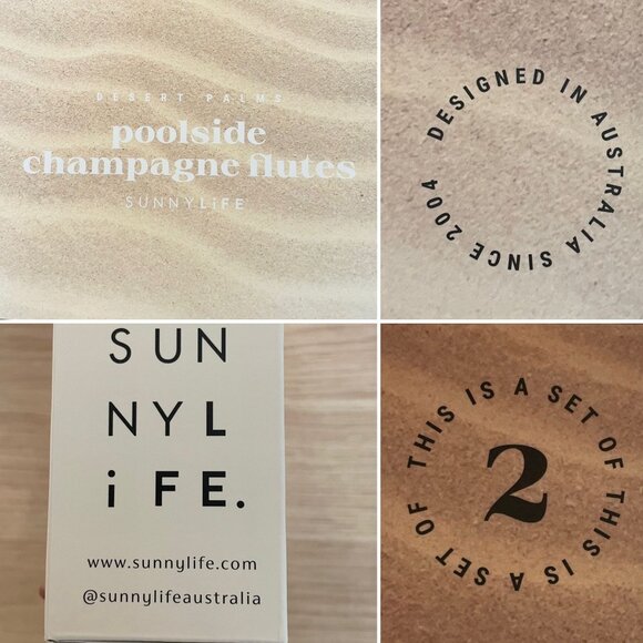 Sunnylife Desert Palms Poolside Champagne Flutes 2-Pack - Picture 6 of 7